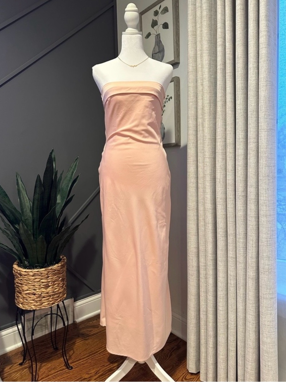 Strapless Light Blush Fairycore Column Gown